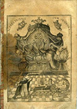 PRIMITIAE DE PRIMITIIS ... ALTARE INCENSI CUM CRATICULA ... QUASI CANTICUM NOVUM PRIMITIAE DEO ET AGNO: ... Velut EVCHARISTICON ... / Erstlinge von Erstlingen Auf dem Brand=Opffer=Altar mit dem Rost; Allwo die Priestliche Erstlinge; Gleichwie ein Neues Lied Zu Erstlingen Gott und dem Lam[m]: Als ein Danck-Opffer, ... dem HErrn opfferte P. F. Laurentius Carolus Brückner Prediger-Ordens Priester. ...