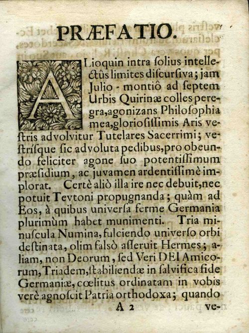 FIDELIS ROMANAE ECCLESIAE MORAVIA, Sub Sanctissimis Auspiciis S. APOLLINARIS Episcopi, & Martyris, S. IGNATII Societatis JESU Fundatoris, Collegii Germanico-Hungarici Romae Patronorum Orbi proposita. CUM THESIBUS Ex Universa Aristotelis Philosophia Quas Sub iisdem Sacratissimis Auspiciis ...