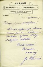 Rukopisná obchodní zpráva. - Řivnáč, [Antonín]