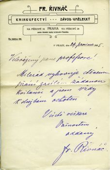 Rukopisná obchodní zpráva.