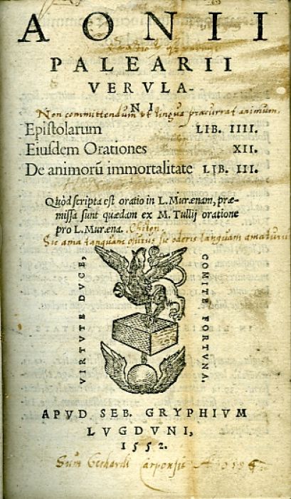 Epistolarum Lib. IIII., Eiusdem Orationes XII., De animoru immortalitate Lib. III. Quod scriptae est oratio in L. Muraenam, praemissa sunt quaedam ex M. Tulii oratione pro L. Muraena.