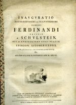 INAVGVRATIO REVERENDISSIMI AC ILLVSTRISSIMI DOMINI FERDINANDI EQVITIS a SCHVLSTEIN, DEI et APOSTOLICAE SEDIS GRATIA EPISCOPI LITOMERICENSIS, PRAEPOSITI WISSEHRADENSIS. Et CELEBRATA DIE x. OCTOBRIS ANNI M. DCC. XC. - Steinsky, Franciscus