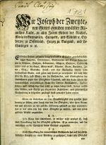 Wir Joseph der Zweyte, von Gottes Gnaden erwählter Römischer Kaiser, .... Entbieten Unseren gesamten Beamten, Ortsrichten, Geschwornen und übrigen Unterthanen in Böhmen, Galizien, Lodomerien, Mähren, .... wie nach Wie über die Art, und Weise, wie die Beschwerden, und Strittigkeiten der Unterhanen gegen ihre Obrigkeiten behandelt, und wie beede Theile ihr vermeintliches wechselseitiges Recht bey Unseren Kreisämten, Länderstellen, und endlich bey Uns selbst zu suchen befugt sind; Unsern ernstlichen Willen, und Befehl zur allgemeinen Richtschnur, und gehorsamsten Nachachtung in folgenden gnädigst kund gemachet haben wollen. - Joseph II.