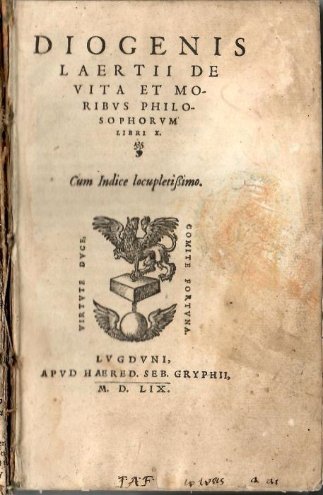 DE VITA ET MORIBVS PHILOSOPHORVM LIBRI X. Cum Indice locupletissimo. 
