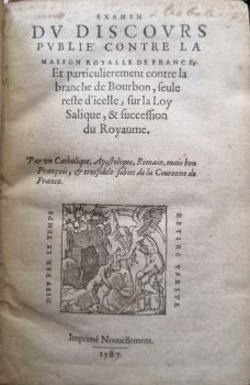 Examen dv discovrs pvblié contre la maison royalle d