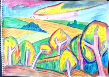 Skicák s 19 akvarely