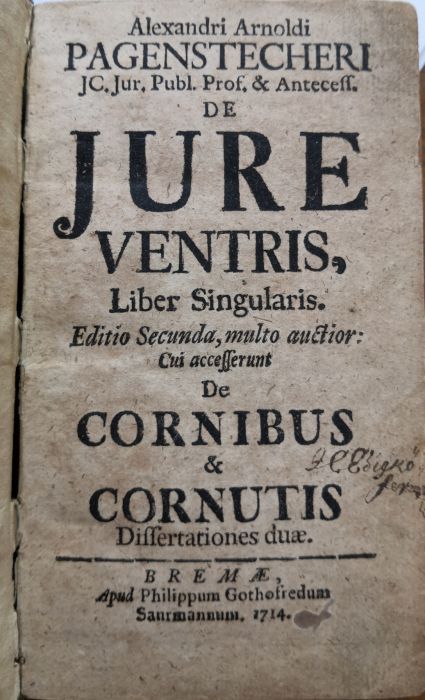 De Jure Ventris, Liber Singularis. Editio Secunda... Cui accesserunt De Cornibus Dissertatione duae.