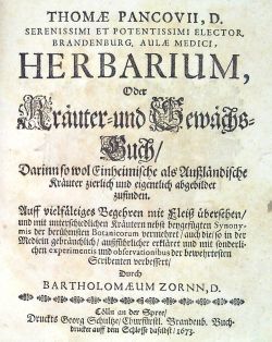 Herbarium, Oder Kräuter- und Gewächs-Buch, Darinn so wol Einheimische als Aussländische Kräuter, zierlich und eigentlich abgebildet zufinden......verbessert, Durch Bartholomaeum Zornn.