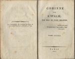 Corinne ou l'Italie. ... Tome premier + second. - Staël-Holstein, Anne-Louise-Germaine de