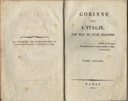 Corinne ou l'Italie. ... Tome premier + second.