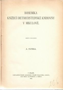 Bohemika knížecí Dietrichsteinské knihovny v Mikulově.