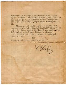 Strojopisný dopis nejmenovanému řediteli podepsaný tužkou.