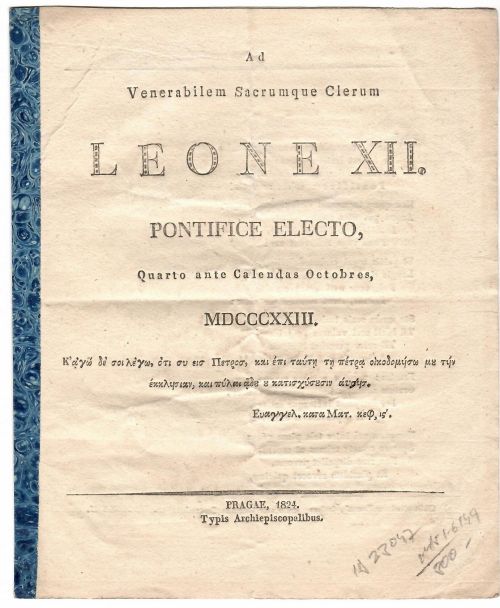 Ad Venerabilem Sacramque Clerum LEONE XII. PONTIFICE ELECTO, Quarto ante Calendas Octobres, MDCCCXXIII.