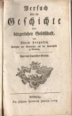 Versuch über die Geschichte bürgerlichen Gesselschaft. - Ferguson, Adam