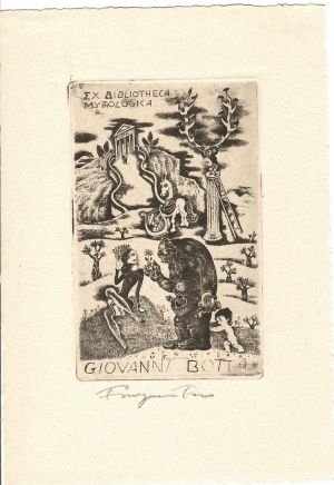 Ex libris Giovanni Botta - Ex Bibliotheca Mythologica - Fingesten, Michel