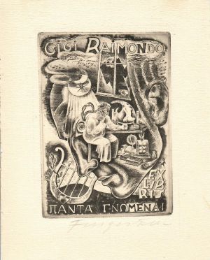 Ex libris Gigi Raimondo (Panta gnomena) - Fingesten, Michel