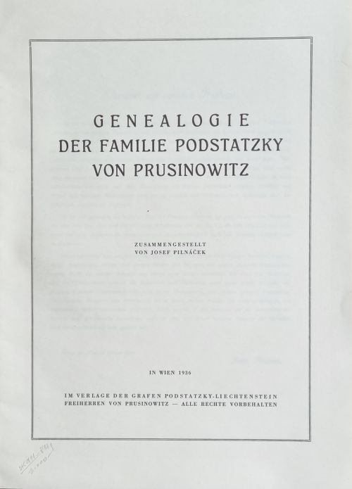 Genealogie der Familie Podstatzky von Prusinowitz.
