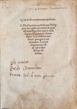 Enee Siluji de Ritu. Situ. Moribus. et Condicione theutonie descriptio. Ad Lectorem. Germanos mores vrbes et religionem Climata theutonici et flumina cuncta soli Aomina que gentis s. clara alemana potestas Hic legis Eneas quod pius ipse dedit.