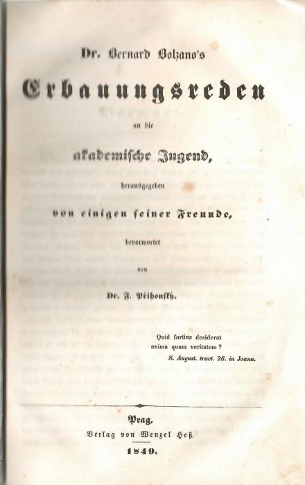 Dr. Bernard Bolzano´s Erbauungsreden. 1.-3. Band (ze čtyř)