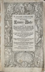 D. JACOBI THEODORI TABERNAEMONTANI Neu vollkommen Kräuter=Buch/ Darinnen Uber 3000. Kräuter/ mit schönen und kunstlichen Figuren/ auch deren Underscheid und Würckung/ samt ihren Namen in mancherley Sprachen/ beschrieben: Deßgleichen auch/ wie dieselbige in allerhand Kranckheiten/ beyde der Menschen und des Viehs/ sollen angewendet und gebraucht werden/ angezeigt wird. Erstlichen durch CASPARUM BAUHINUM, D. und Profess. Basil. mit vielen neuen Figuren/ nutzlichen Artzneyen/ und anderem/ mit sonderem Fleiß gebesseres: Zum Andern Durch HIERONYMUM BAUHINUM, D. und Profess. Basil mit sehr nutzlichen Marginalien, Synonimis, neüen Registeren und anderem vermehrt. Und nun vierdten mahl aufs fleissigst übersehen/ an unzahlbaren Orten absonderlich verbessert/ an scheinbaren Mängeln durchaus ergäntzt/ und endlichen zu hochverlangter Vollkommenheit gebracht. Theil 1-3 (komplet). - Tabernaemontanus, Jakobus Theodorus 