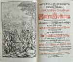 CAPVT BONAE SPEI HODIERNVM Das ist: Vollständige Beschreibung Des AFRICANIschen Vorgebürgers der Guten Hofnung. Worinnen in dreyen Theilen abgehandelt wird/ wie es heut zu Frage/ nach seiner Situation und Eigenschaft aussiehet; ingleichen was in Natur - Forscher in den dreyen Reichen der Natur daselbst findet und antrifft: Wie nicht weniger/ was die eigenen Einwohner die Hottentotten, vor seltsame Sitten und Gebräuche haben: was die Europaeischen daselbst gestifteten Colonien anbetrift. Mit angefügter genugsamer Nachricht/ wie es auf des Auctoris Hinein= und Heraus= Reise zugegangen; Auch was sich vielen andern curieusen und bißhero unbekandt=gewesenen Erzehlungen/ mit wahrhafter Feder ausführlich entworffen: auch mit nöhtigen Kupfern gezieret/ und einem doppelten Register versehen, von .... - Kolb, Peter