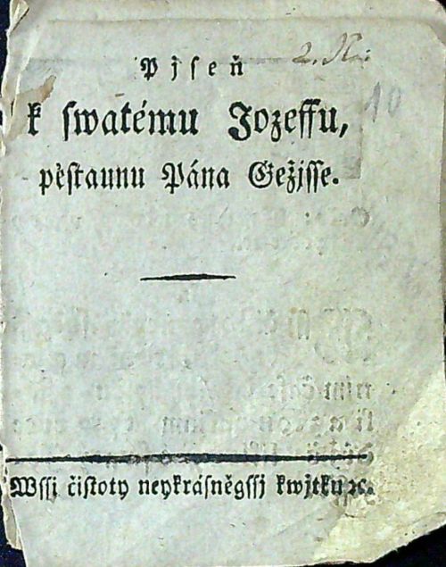 Pjseň k swatému Jozeffu, pěstaunu Pána Gežjsse.