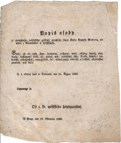 Popis osoby ze zdemjstnjho politického zaknutj uprchlého Jana Karla Augusta Gruberta, dle udánj z Neumünstru w Holsstýnsku.