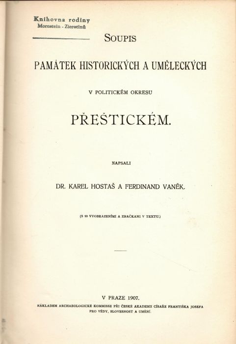 Soupis památek historických a uměleckých v politickém okresu přeštickém. Díl XXV.