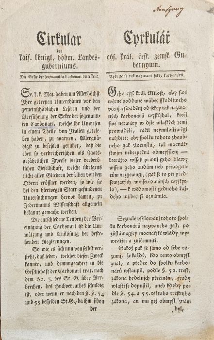 Cyrkulář  Týkage se tak nazwané sekty karbonárů.