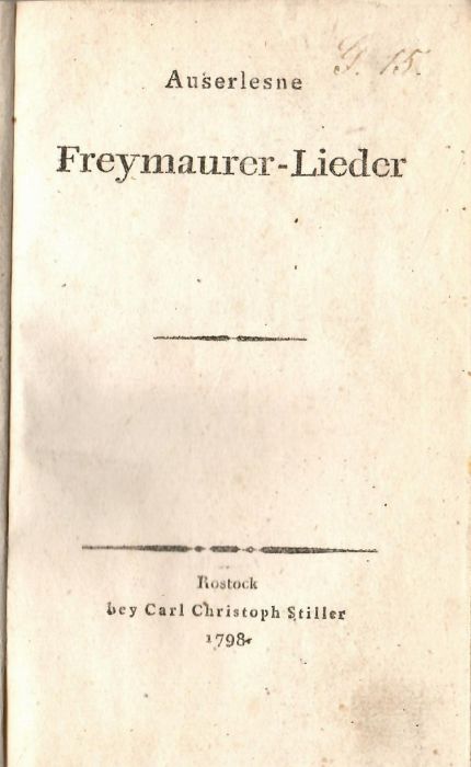 Auserlesne Freymaurer-Lieder