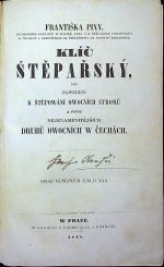 Klíč štěpařský, čili nawedení k štěpowání owocných stromů a popis nejznamenitějších druhů owocných w Čechách.  - Pixa, František