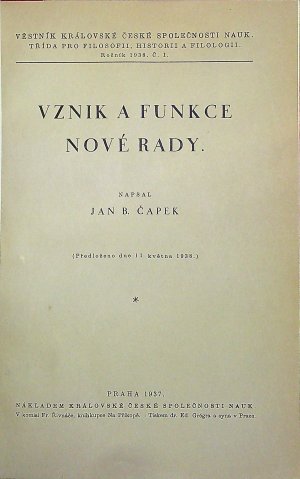 Vznik a funkce nové rady.